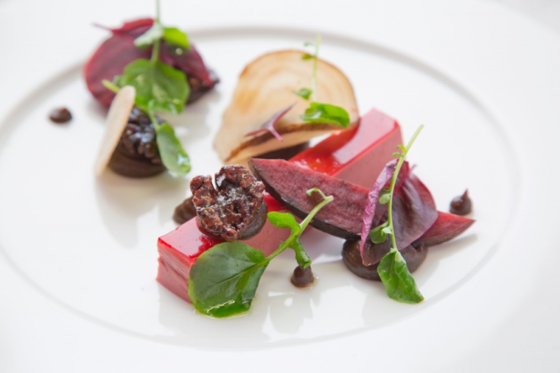 food shot beet salad