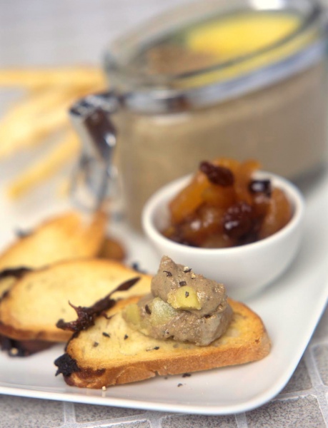 food shot chicken liver parfait